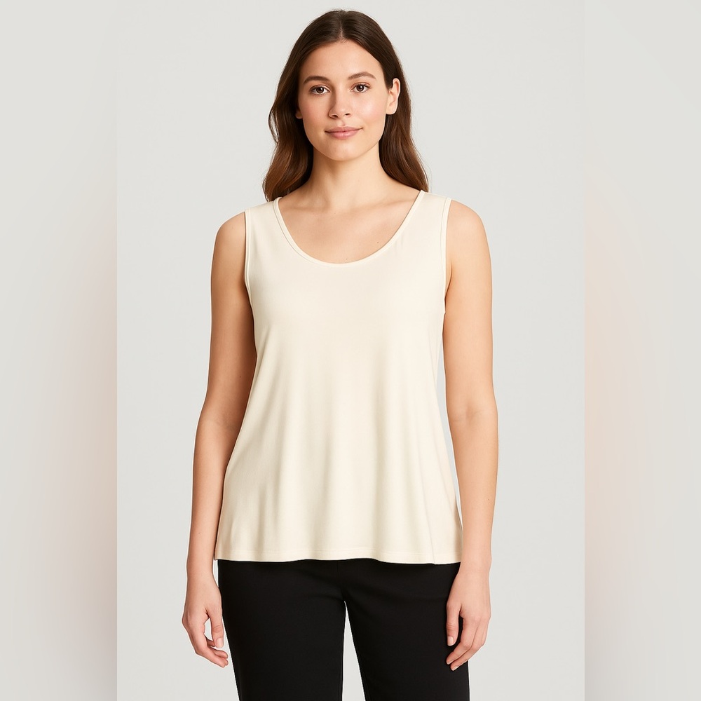 Eileen Fisher Women’s Sleeveless Tank Top Ivory Cream XL NWT Organic Knit Basic